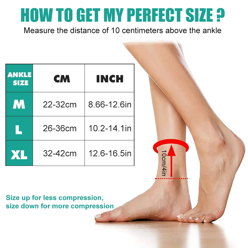 Adjustable Elastic Ankle Brace Compression Sleeve Foot Support Stabilizer for Plantar Fasciitis Achilles Tendonitis Sports Sock