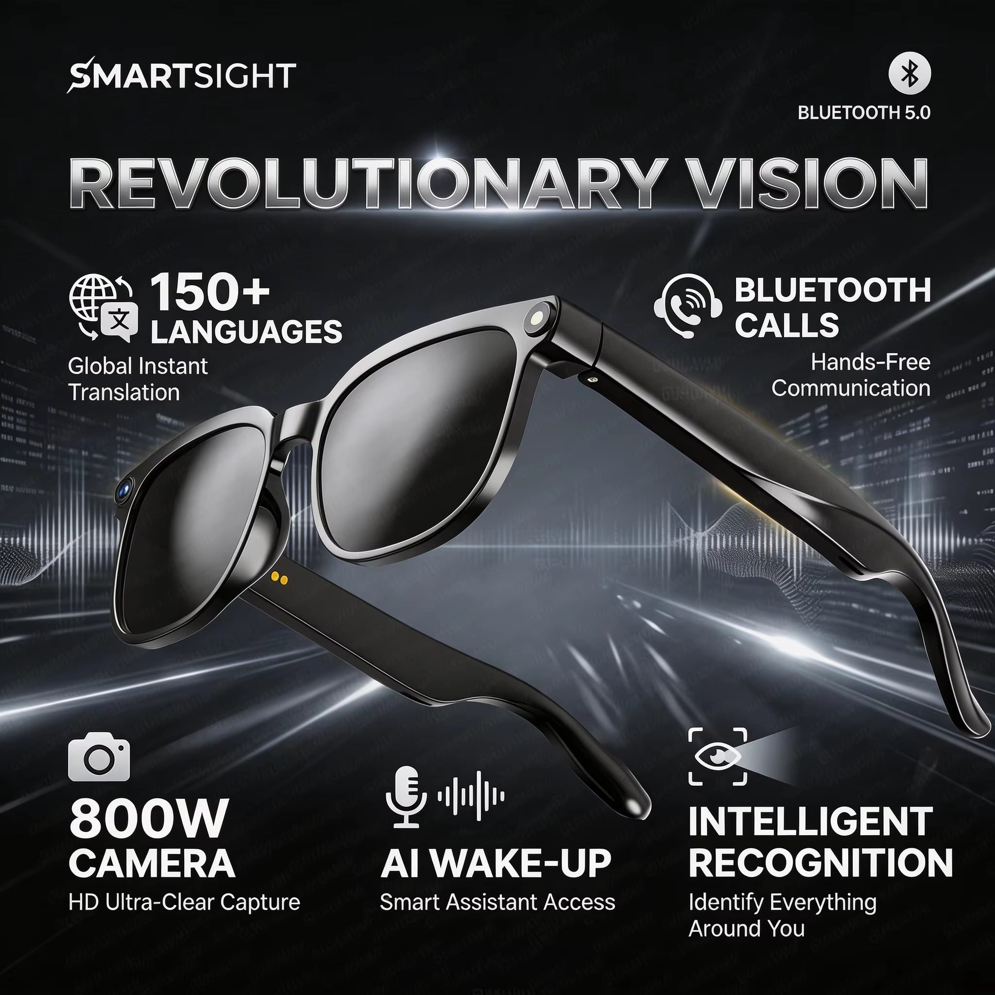 2026 4K 8MP Smart Glasses Men HD Camera 150+Language Translation Chatgpt WIFI Video Recording Bluetooth Callaudio Glasses Women