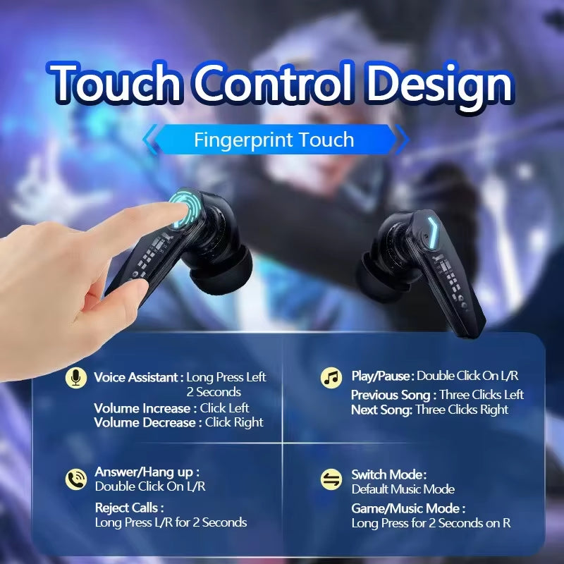 GM2 Pro Gaming Earphones Bluetooth 5.4 Sport Headset Dual Mode HD Call Noise Reduction Earbuds with Mic Music Earphones