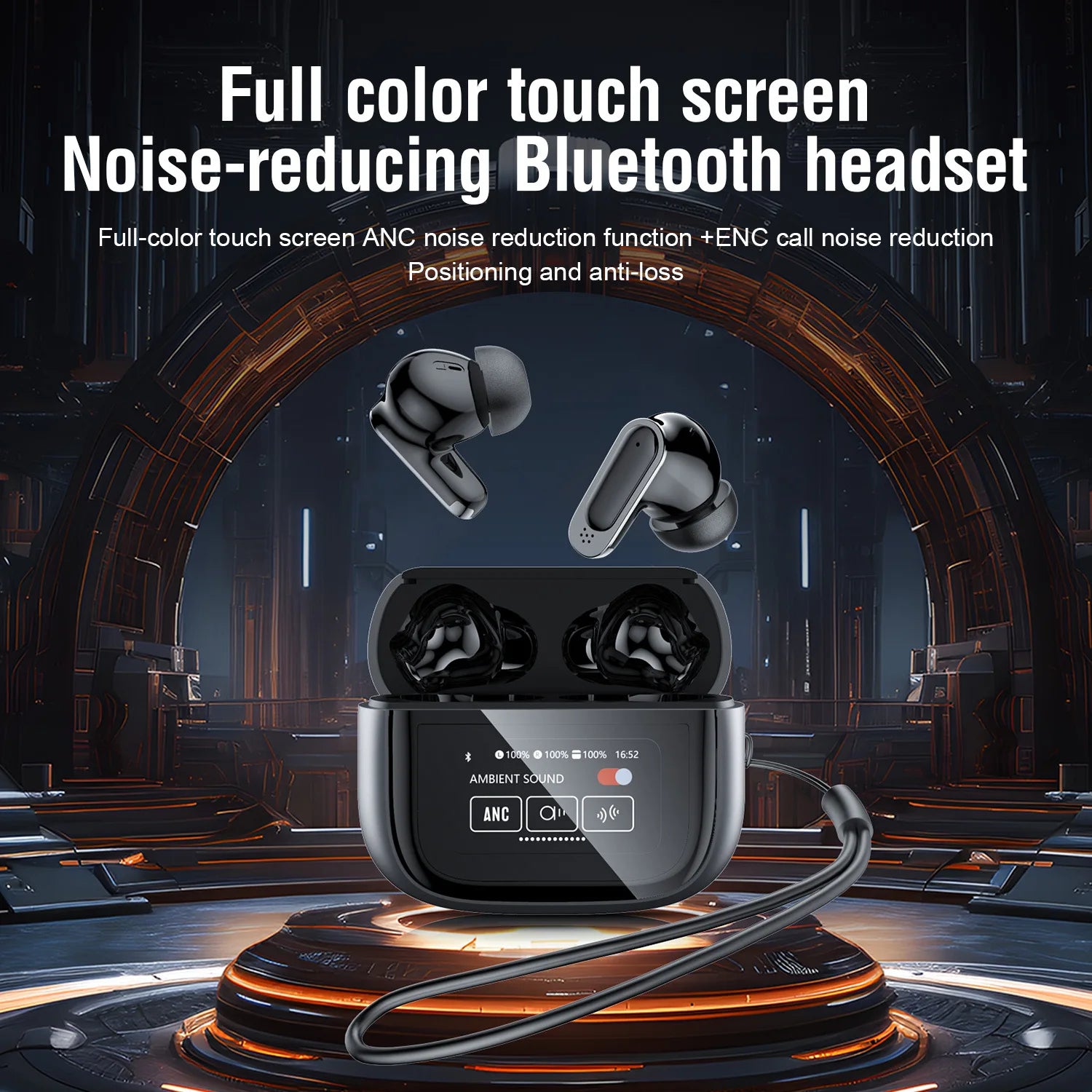 Ultra V11 Smart Touch Multi Functional Large Screen TWS Wireless ANC Noise Cancelling Earbuds Enc Heavy Bass Earbuds