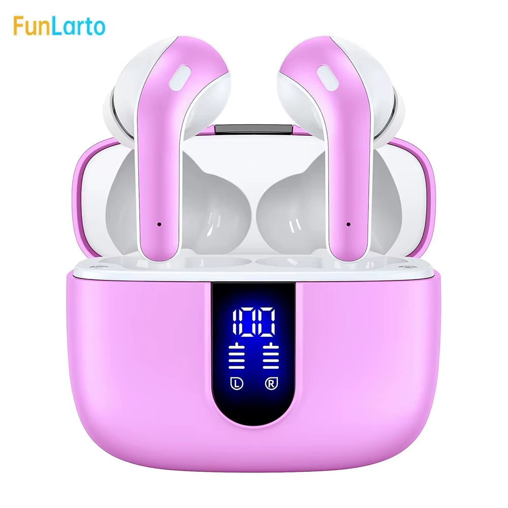Wireless Earphones with Bluetooth 5.3, Quad-Mic Call Noise Reduction ENC, 50H Playtimes Wireless Earbuds Bluetooth Headphones