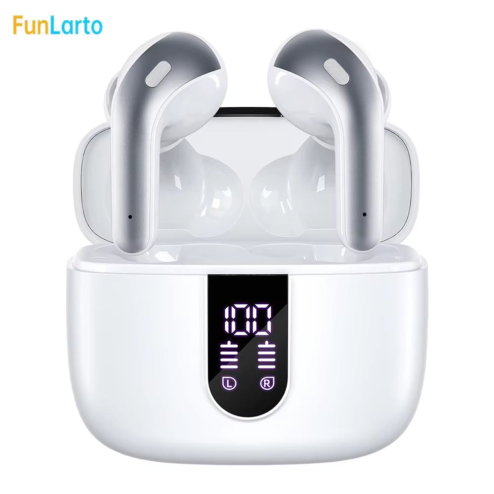 Wireless Earphones with Bluetooth 5.3, Quad-Mic Call Noise Reduction ENC, 50H Playtimes Wireless Earbuds Bluetooth Headphones