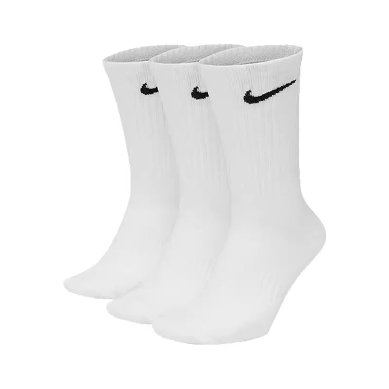 Logo Athletic High-Top Socks Training Mid-Calf Socks Unisex Style Combo Pack White SX7676-100