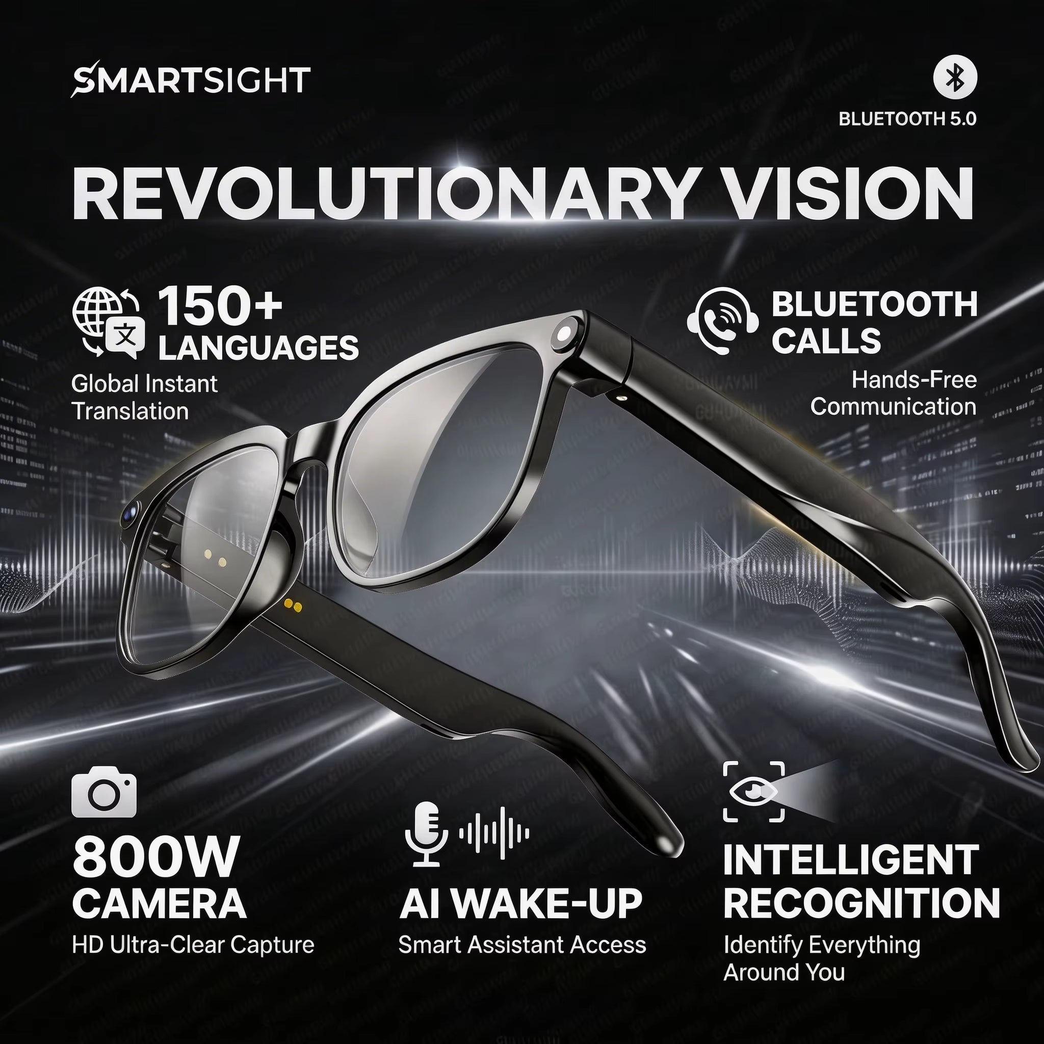 2026 4K 8MP Smart Glasses Men HD Camera 150+Language Translation Chatgpt WIFI Video Recording Bluetooth Callaudio Glasses Women
