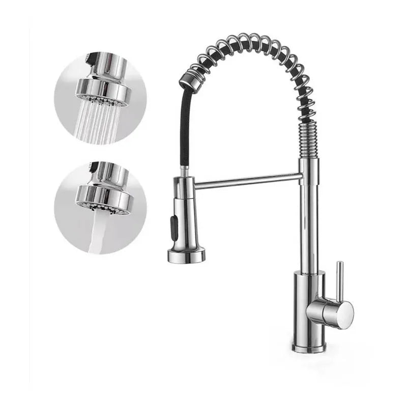 Chrome Kitchen Faucet Pull down Kitchen Sink Crane Dual Swivel Spout Kitchen Mixer Tap Hot Cold Water Mixer Tap Deck Installatio