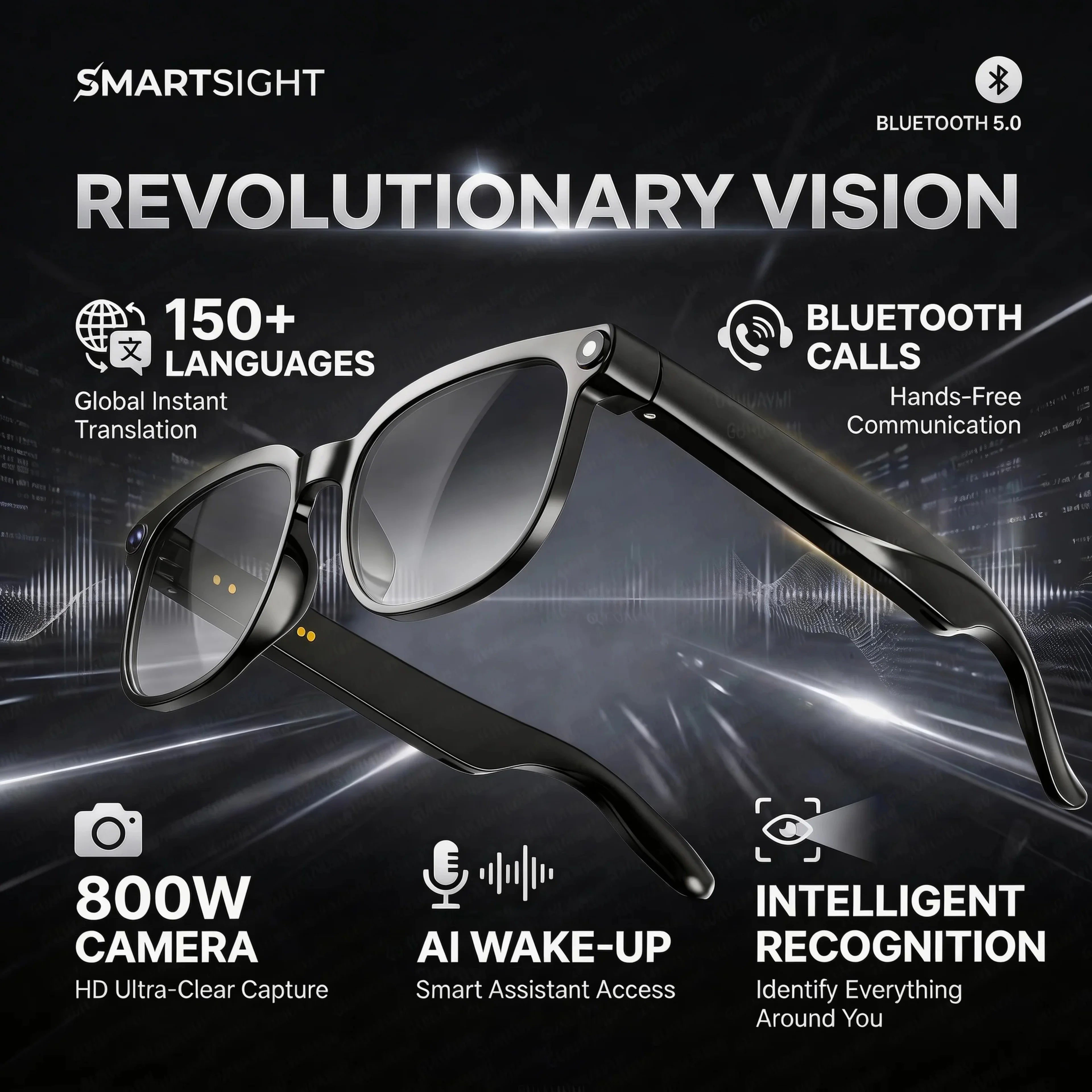 2026 4K 8MP Smart Glasses Men HD Camera 150+Language Translation Chatgpt WIFI Video Recording Bluetooth Callaudio Glasses Women