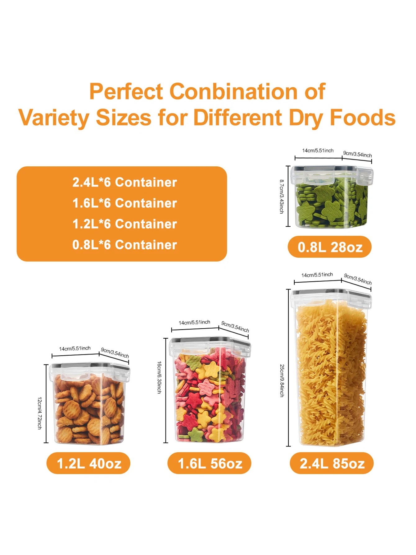 48Pcs, Sealed Food Storage Containers with Lids, Plastic Kitchen Pantry, Dry Cargo Jars of Lactose, Grain, Flour, Sugar, Labeled