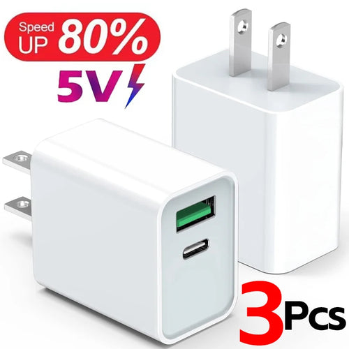 5V 2.4A USB PD Fast Charger for Iphone Ipad Samsung Xiaomi Huawei Tablet Laptop Universal 20W Quick Charging Adapter US EU Plug