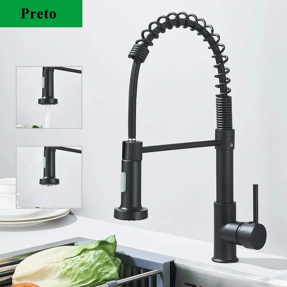 Chrome Kitchen Faucet Pull down Kitchen Sink Crane Dual Swivel Spout Kitchen Mixer Tap Hot Cold Water Mixer Tap Deck Installatio