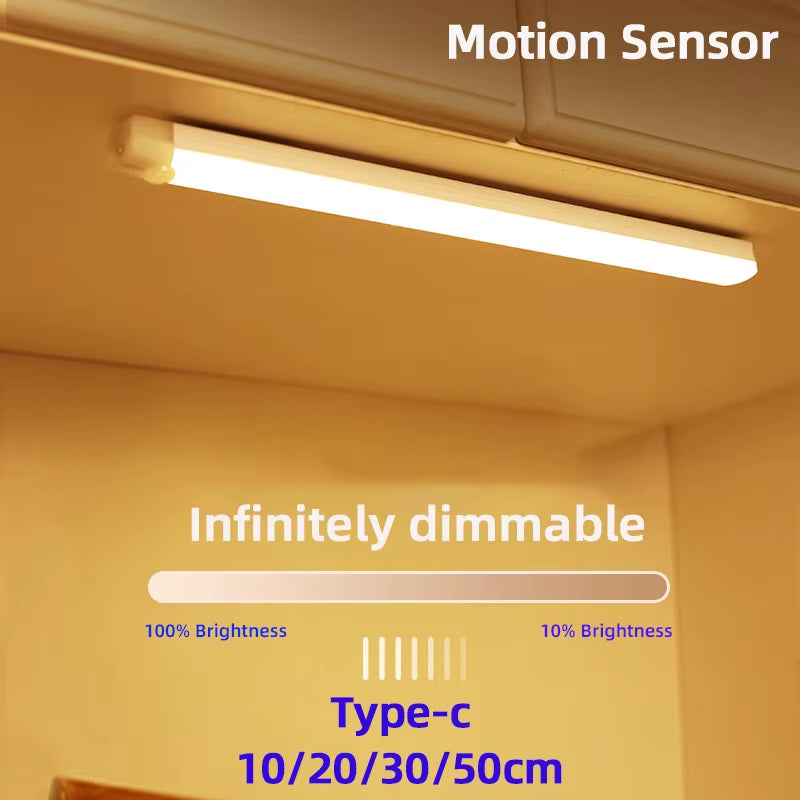 Motion Sensor Lamp Night Light Wireless LED USB Type C Rechargeable Lamp for Kitchen Cabinet Bedroom Wardrobe Staircase Lighting