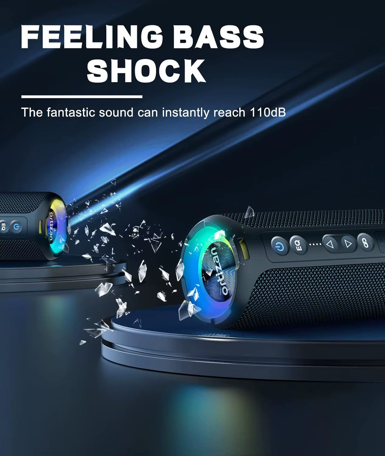 Bluetooth Speakers 40W Enhanced Bass Portable Outdoor Wireless Speaker 30Hrs IP7 Waterproof Shower Speaker Bluetooth 5.3