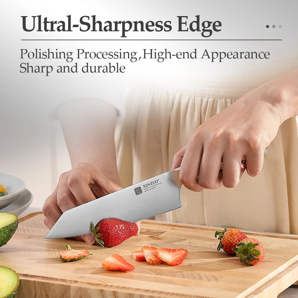 5.83 Inch Choice Bunka Chef Knife German Steel Olive Wood Handle Copper Rivets 56±2 HRC anti Rust Exquisite Packaging